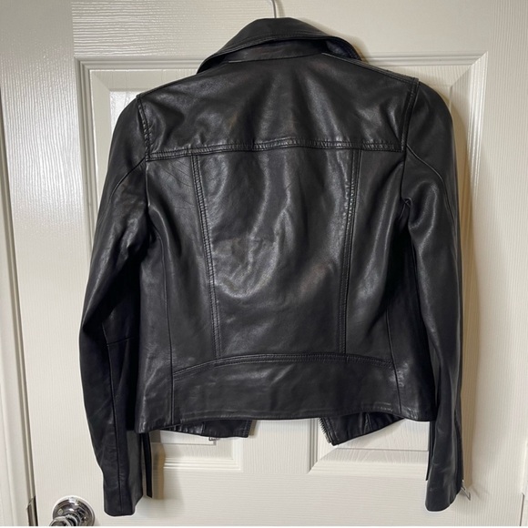 NWOT ALL SAINTS THE DALDY BLACK BIKER LEATHER JACKET SIZE O - Picture 3 of 16